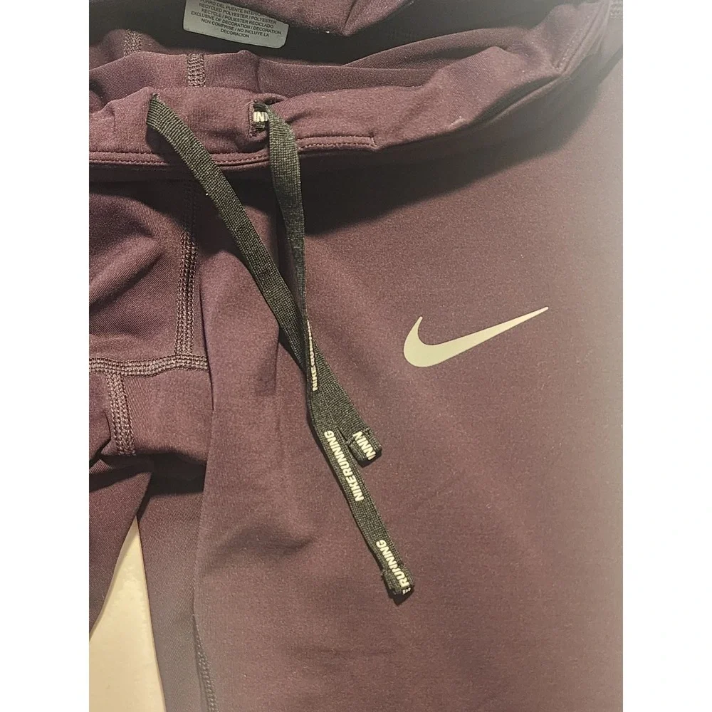 Nike Running Dri-FIT Epic Lux Plum Purple Graphic Print Running Leggings Size M